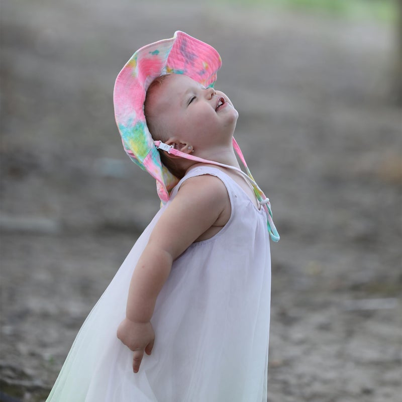 DASMINI Baby&Toddler Girl Tie Dye Wide Brim Adjustable UPF50+ Sun Hats Summer Beach Infant Kids Caps (Tie Dye5, 0-6M) - Image 4